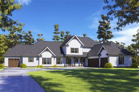 Multi Generational Craftsman House Plan With Timber Framed Gables