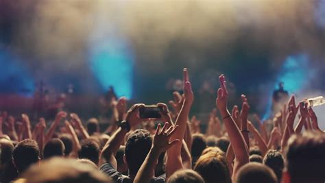Slow Motion Big Crowd At Concert Cheering Royalty Free Video