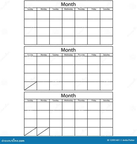 Blank Calendar 3 Templates Stock Image Image 12991401