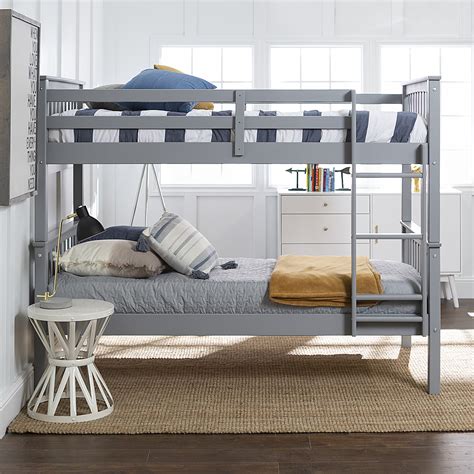 Walker Edison Solid Wood Twin Over Twin Mission Design Bunk Bed Grey