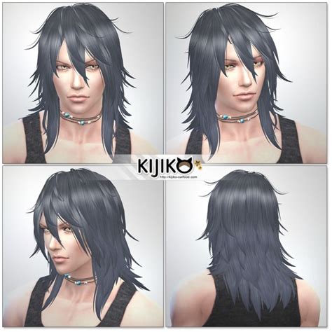 Kijiko Sims Shaggy Hair Long Hair Version For Him Sims 4 Hairs