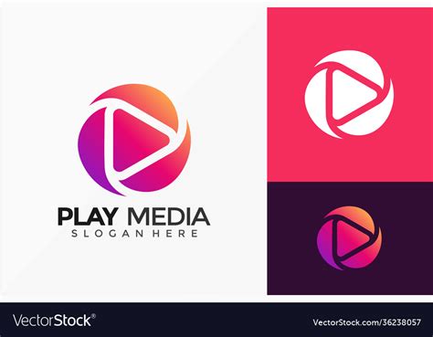 Colorful Play Media Logo Design Creative Idea Vector Image