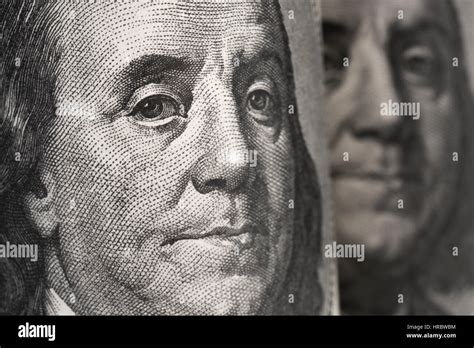 Benjamin Franklins Face On A Us 100 One Hundred Dollar Banknote