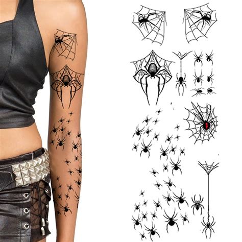 Buy Tatodays Spiders Tattoos Temporary Tattoos Black Widow Spider Webs