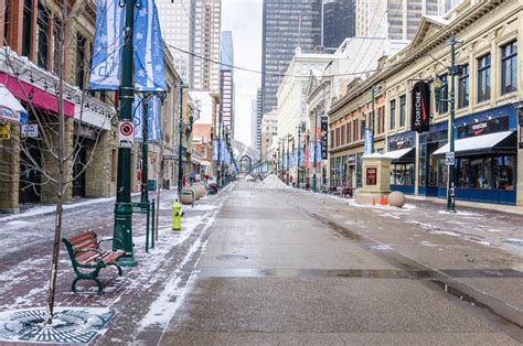 View Of Stephen Avenue On A Winter Day Calgary Canada Editorial