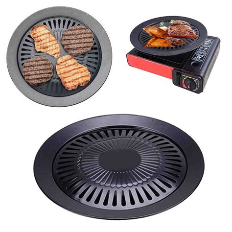 Grill pans bring the flavor of an outdoor grill indoors to the stovetop. European Outdoor Smokeless Barbecue Grill Pan Gas ...