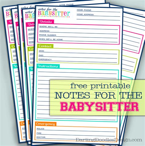 Best Images Of Free Babysitting Printables Printable Babysitter