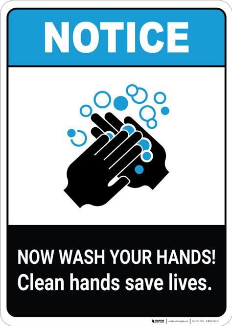 Notice Now Wash Your Hands Clean Hands Save Lives Ansi Portrait