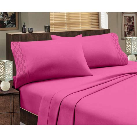 Hotel Luxurious 1800 Series 4pc Sheet Set Queen Size Branch Hot Pink