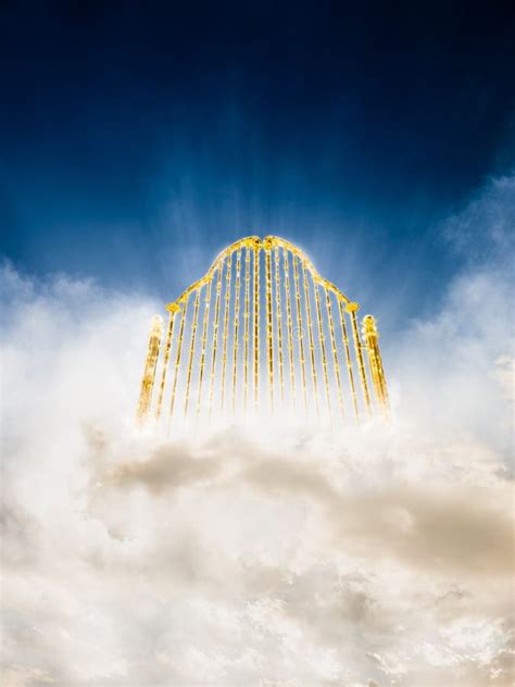 Gold Heavens Gate In The Sky 3d Illustration Stock Illustration