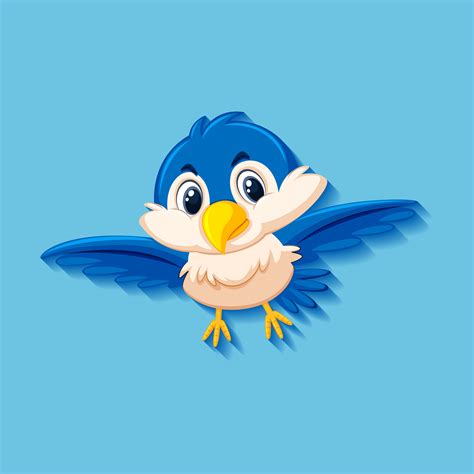 Cute Blue Bird Cartoon Character 1505214 Vector Art At Vecteezy