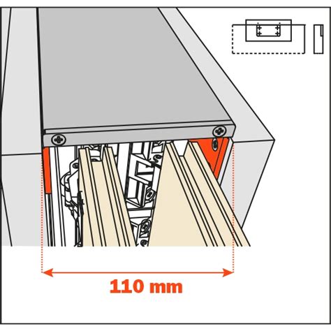 Salice Pocket Door Lateral Kit 110mm For Cabinet Depth 400 650mm