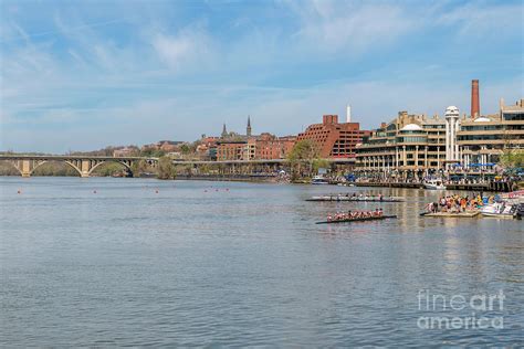 Panoramic Spring View Of The Georgetown Waterfront On The Potomac River