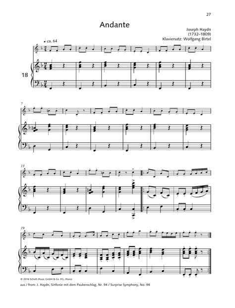 Andante by Joseph Haydn Sheet Music for Woodwind Solo at Sheet Music Direct