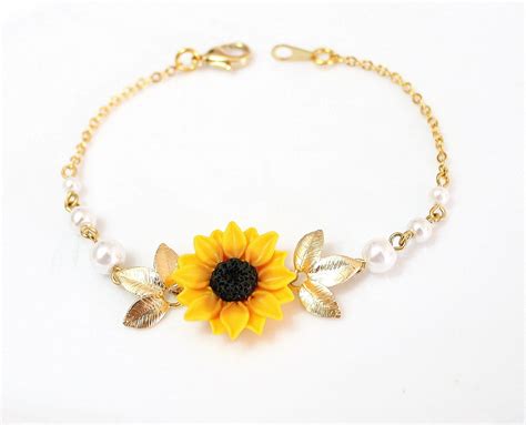 Yellow Sunflower Bracelets Made From Polymer Clay Fimo Manually My