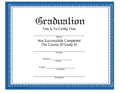 Graduation Certificate Template Blue Frame Download Printable Pdf