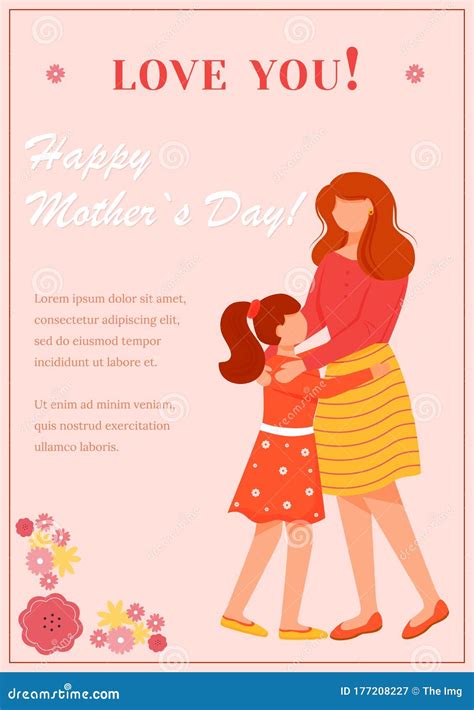 Happy Mothers Day Greeting Card Flat Vector Template Stock Vector Illustration Of Design