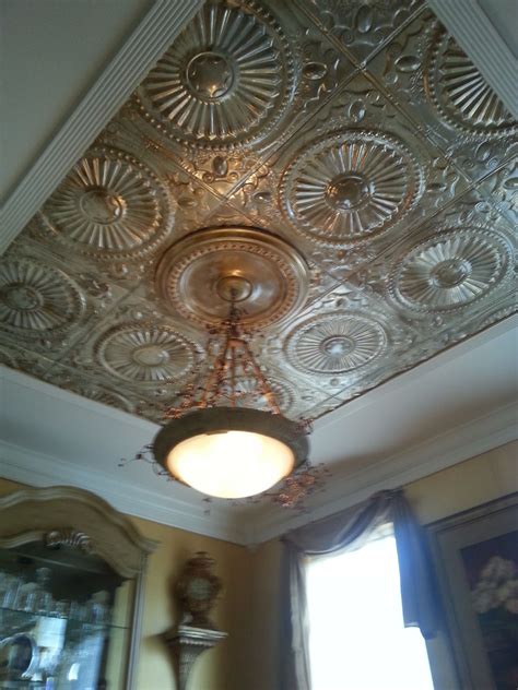 Modern Pressed Tin Ceiling Using Pressed Tin Tiles In A Small