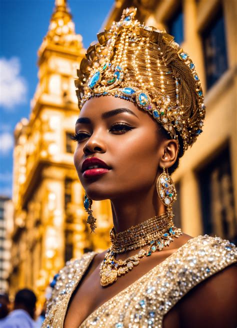 Lexica - Stunningly gorgeous African American queen adorned with