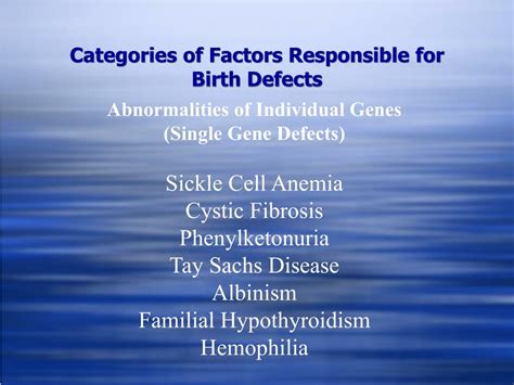 Ppt Birth Defects Resulting From Single Gene Defects Powerpoint