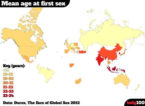 A Map Of The World According To The Average Age People Lose Their Virginity Indy100 Indy100