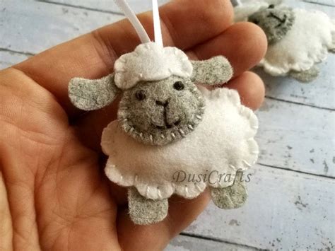 Felt Sheep Ornament Wool Felt Easter Lamb Ornament Pastel Easter