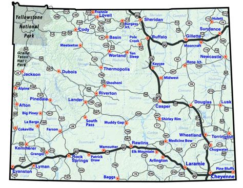 Maps Printable Road Map Of Wyoming Printable Maps