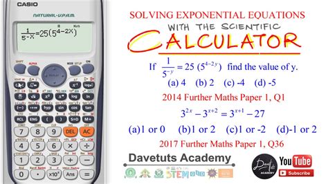 how to solve exponential equations with the scientific calculator fx 991es youtube