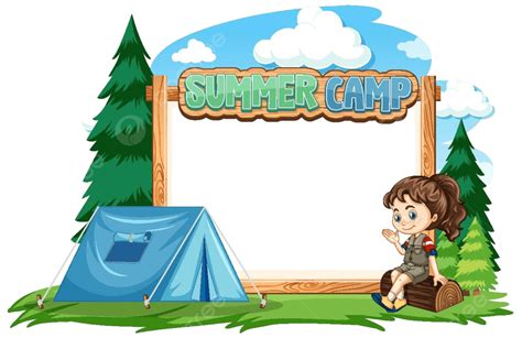 Summer Camp Border Template Featuring A Girl In The Design Vector