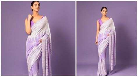 Vaani Kapoor Steals Hearts In White Sequin Lavender Manish Malhotra Saree Hindustan Times
