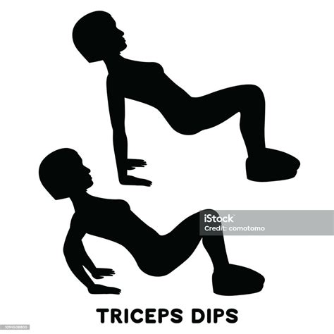 Triceps Dips Sport Exersice Silhouetten Van Vrouw Doen Oefening Training Opleiding