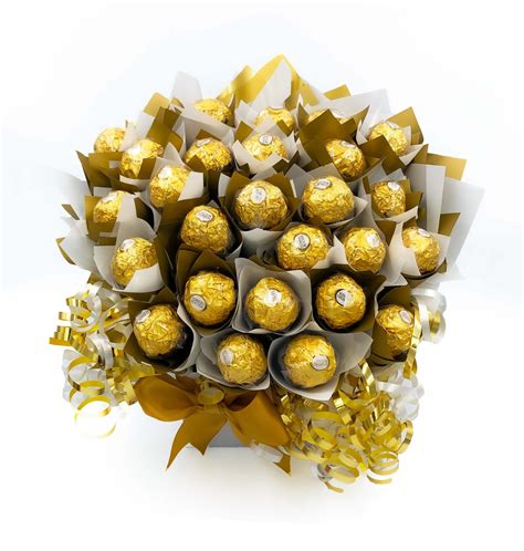Ferrero Rocher Chocolate Bouquet Gold And White Giftsanytime Com Au