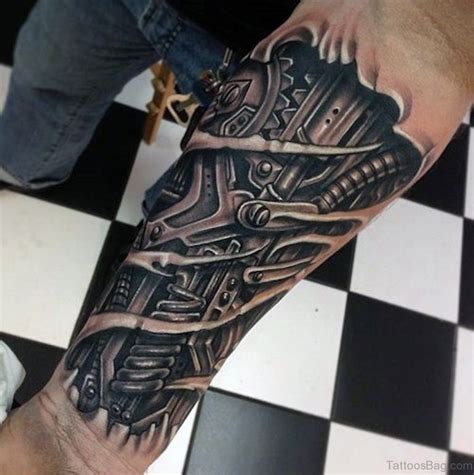 Awesome grey 3d mechanical gears tattoo. 69 Stylish Wrist Tattoos
