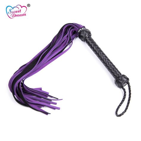 Sweet Dream 68cm Purple Leather Queen Whip Flogger Whip Tassels Sex Torture Sm Fetish Adult Game