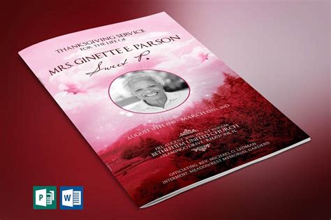 Pink Sky Funeral Program Word Publisher Template 8 Pages Etsy