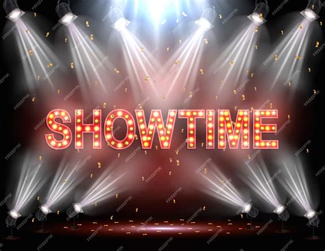 Premium Vector | Showtime background illuminated by spotlights