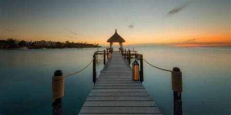 Nature Landscape Sunrise Dock Sea Island Mauritius Tropical