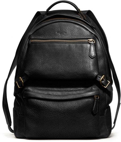 Coach Bleecker Backpack In Pebbled Leather In Black For Men Brass