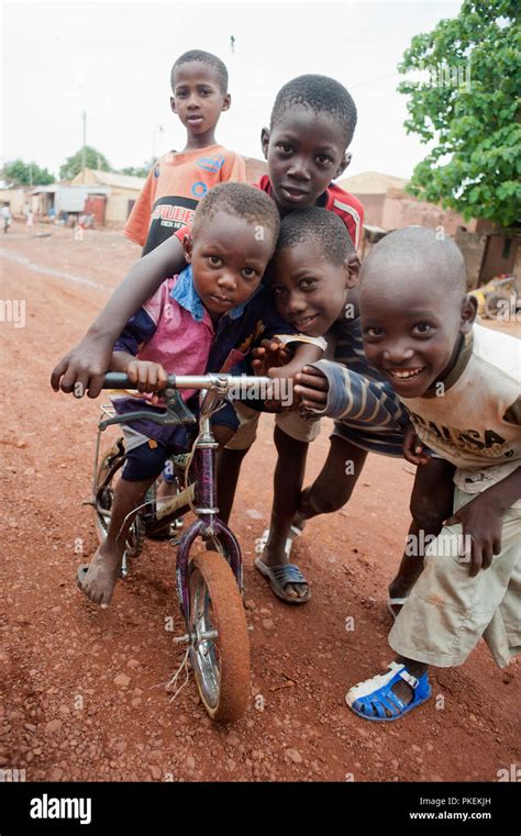 Mali Africa Circa August 2009 Black African Children Happy Smiling Looking At Camera While