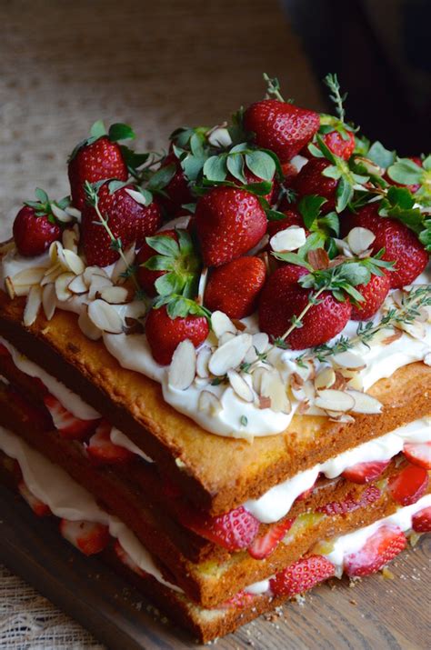 Naked Strawberry Almond Cake With Honey Rose Cream Cheese Frosting