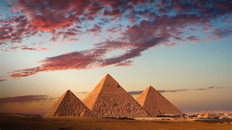 Sfondi Cielo Nuvole Città Piramide Tramonto Piramidi Di Giza