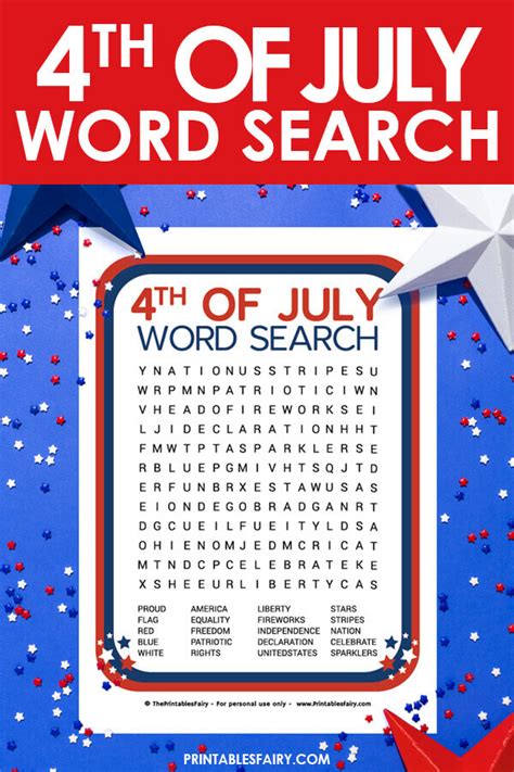 4th Of July Word Search Free Printable The Printables