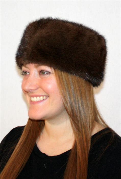 Glacier Wear Mahogany Mink Pill Box Style Fur Hat For Sale