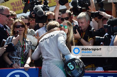 Nico Rosberg Ger Mercedes Amg F Celebrates With His Wife Vivian Sibold Ger In Parc Ferme At