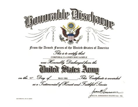 Honorable Discharge United States Army Military Certificates Medals