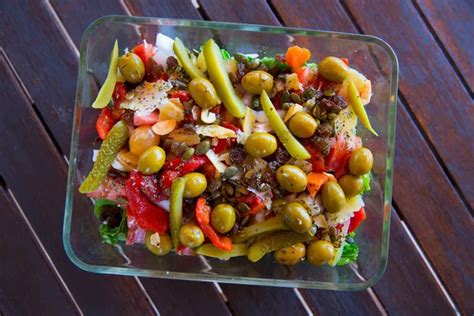 Mediterranean Salad With Tomato Olives Cucumber Lettuce Stock Image