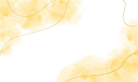 Abstract Yellow Pastel Watercolor Paint Stain Background With Gold Line