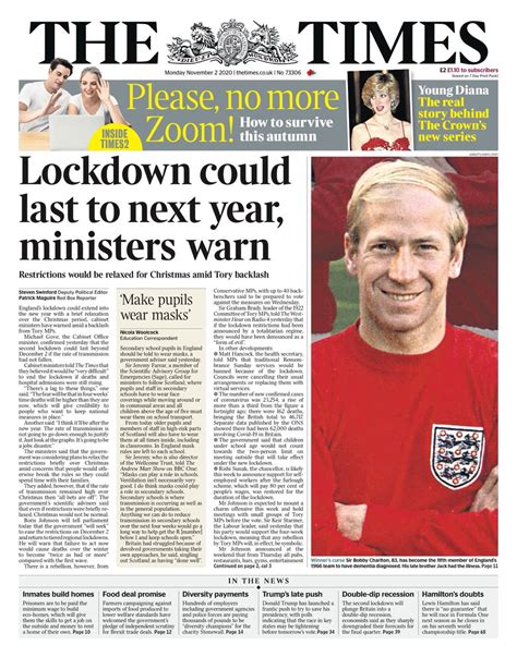 Times Front Page 2nd Of November 2020 Tomorrows Papers Today