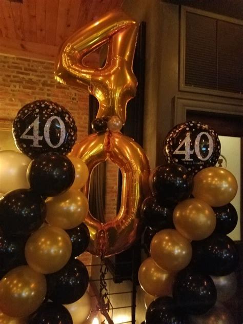 40th Birthday Balloon Column Gold And Black Balloon Tower Balloon
