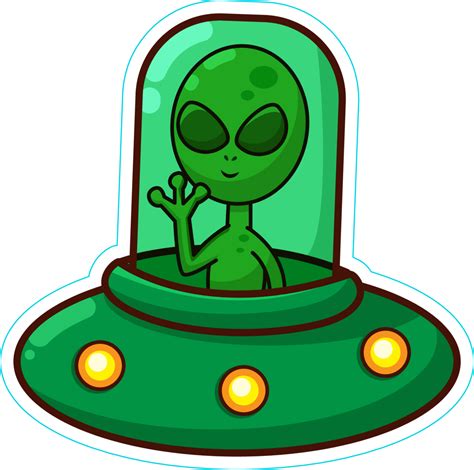 Download Alien In Spaceship Cartoon Sticker Alien In Spaceship